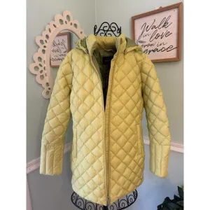 Lands End Jacket Womens Small Green Parka Puffer Insulated Down Hooded Full Zip