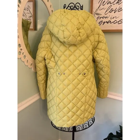 Lands End Jacket Womens Small Green Parka Puffer Insulated Down Hooded Full Zip