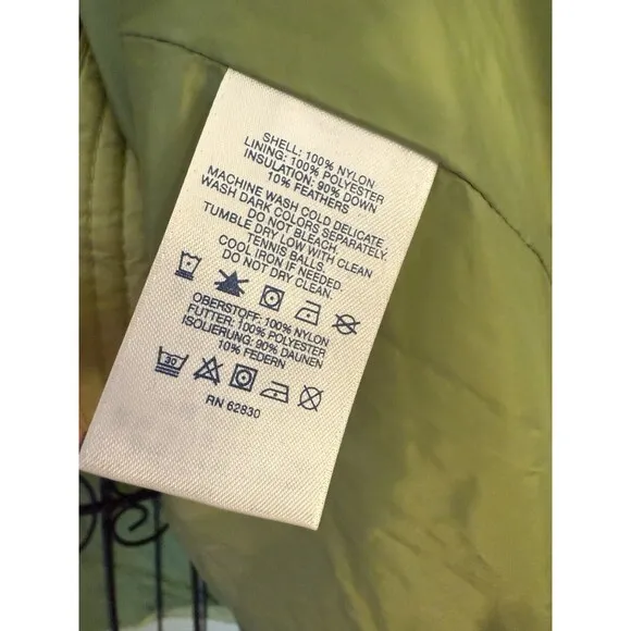 Lands End Jacket Womens Small Green Parka Puffer Insulated Down Hooded Full Zip