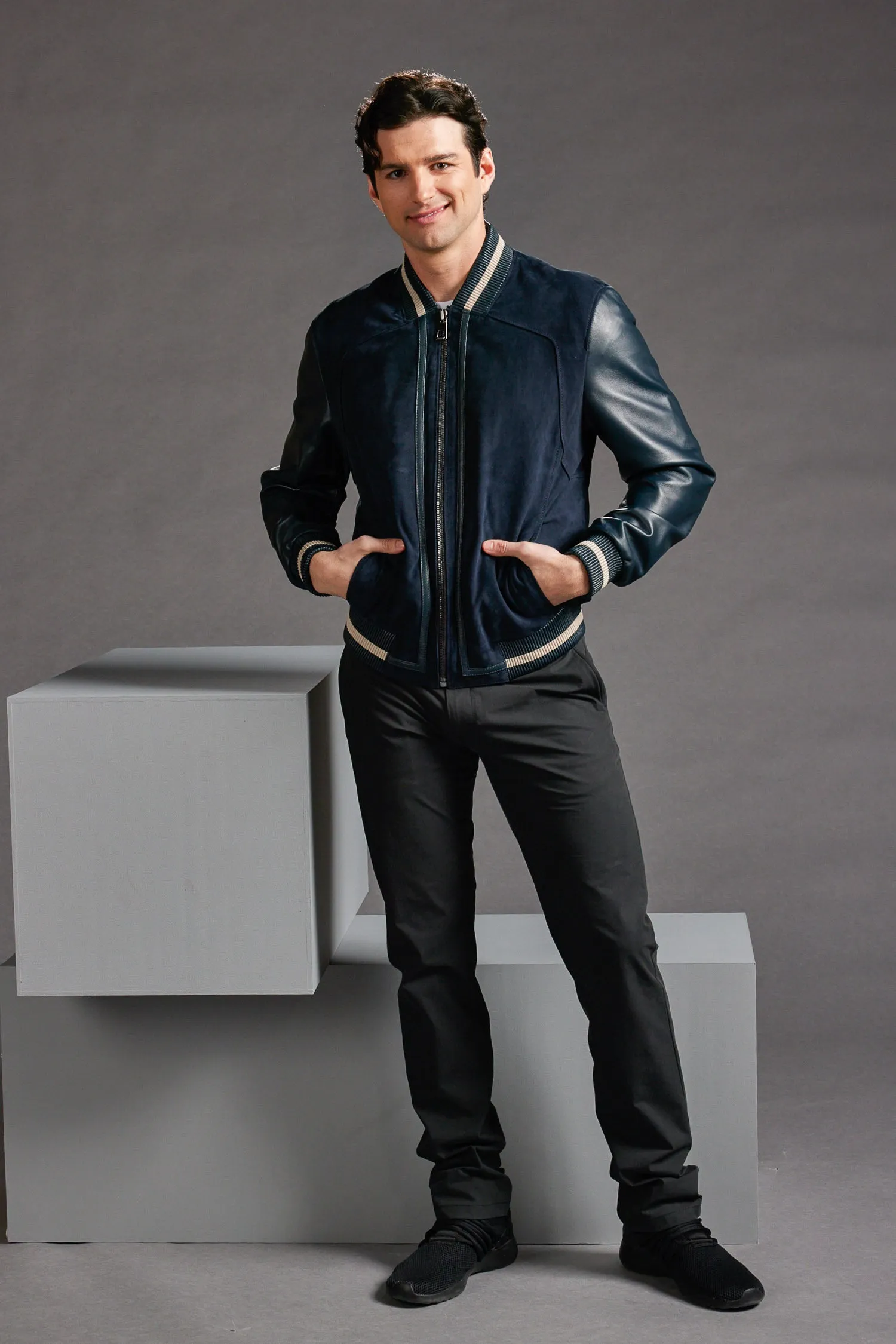 Leather and Suede Bomber Jacket