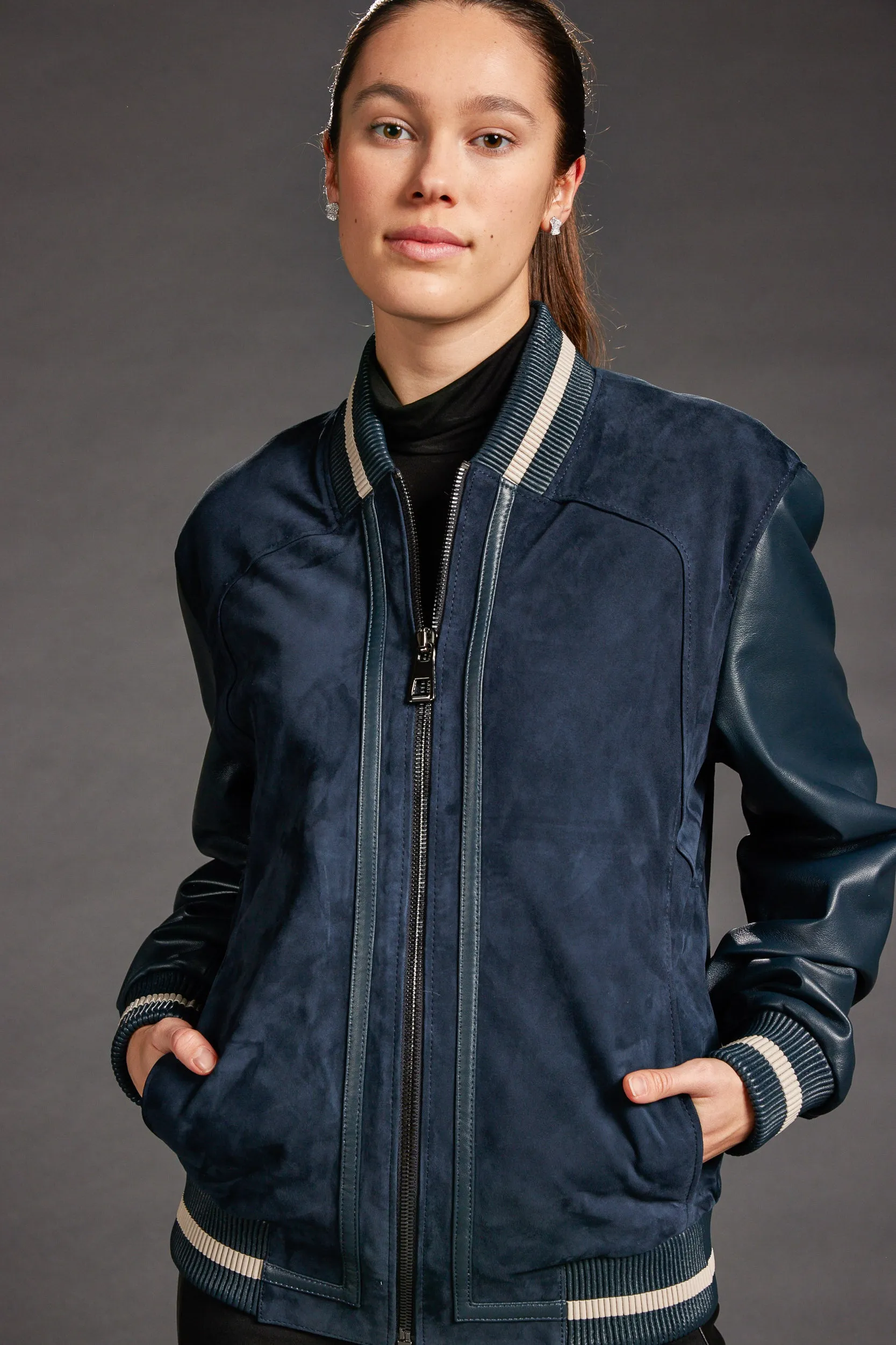 Leather and Suede Bomber Jacket