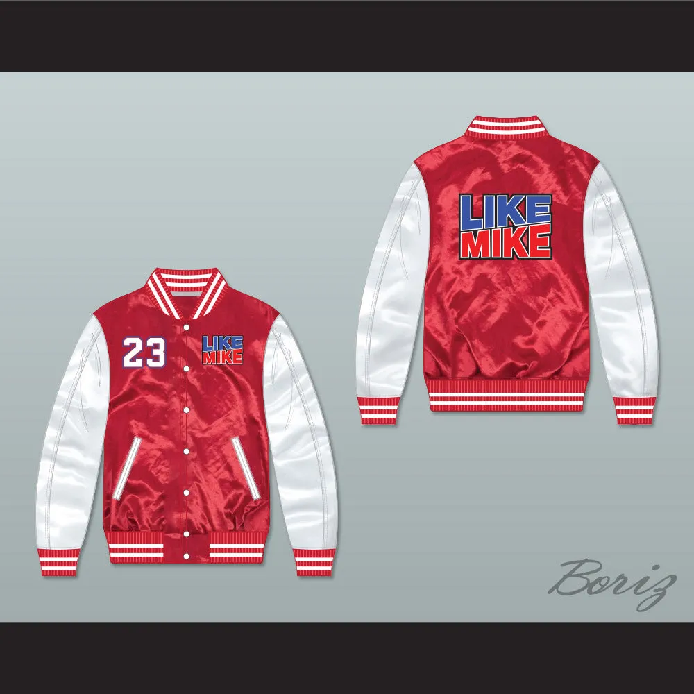 Like Mike 23 Red/ White Varsity Letterman Satin Bomber Jacket
