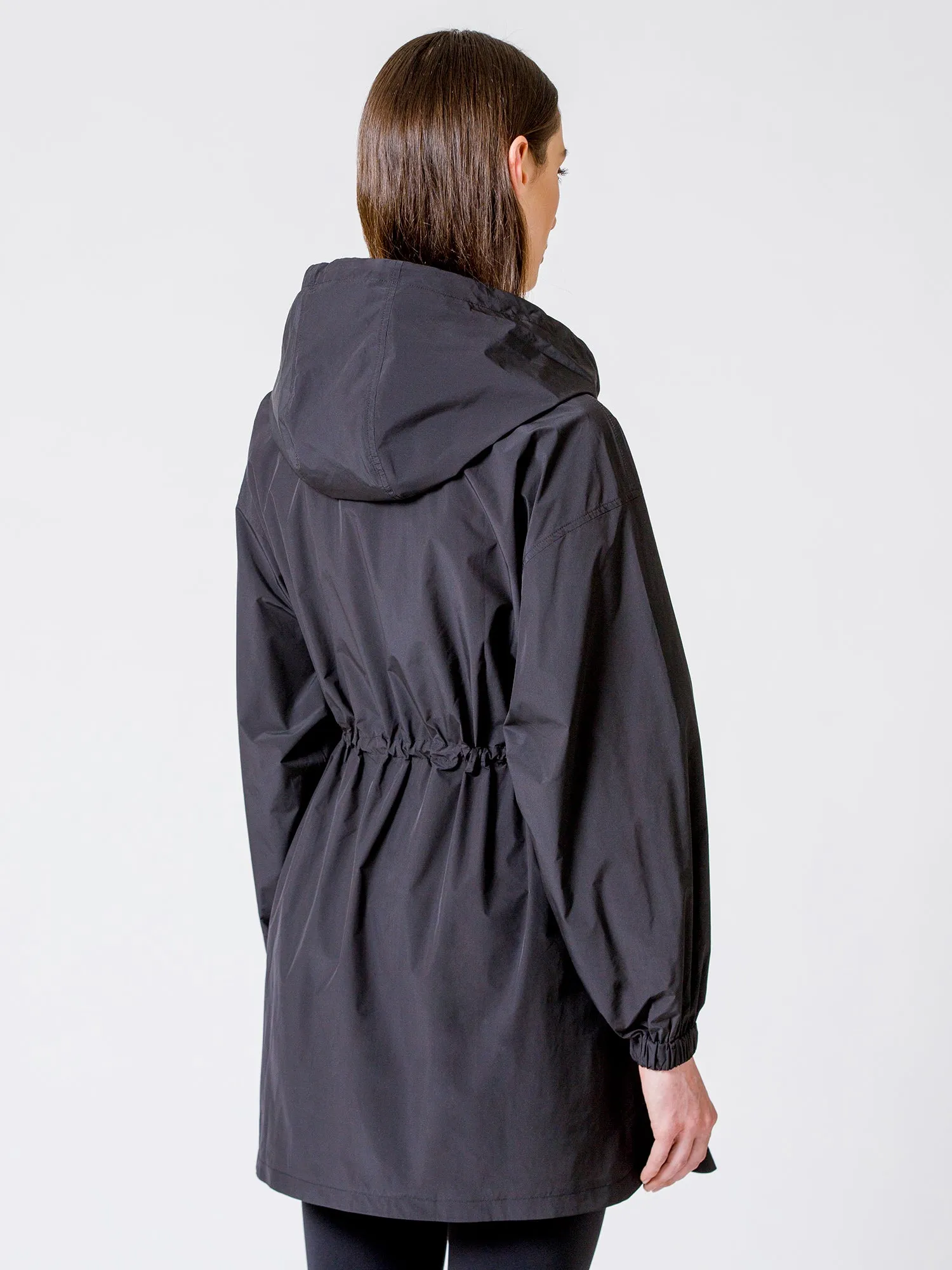 LONG HOODED ZIP UP WINDBREAKER