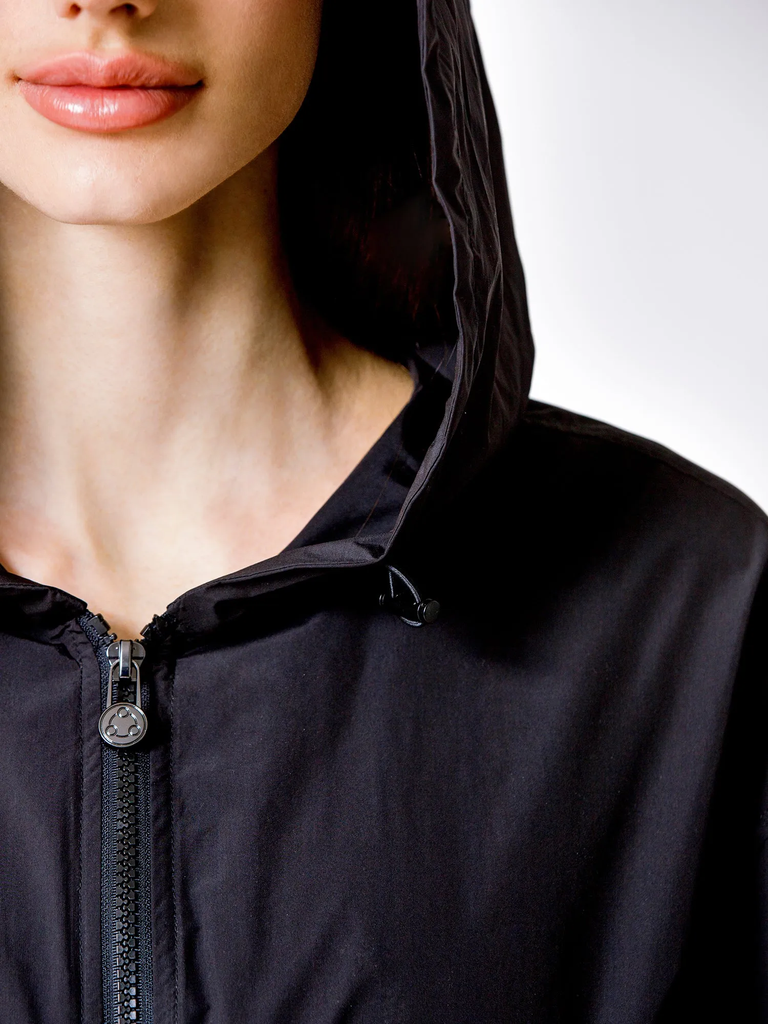 LONG HOODED ZIP UP WINDBREAKER