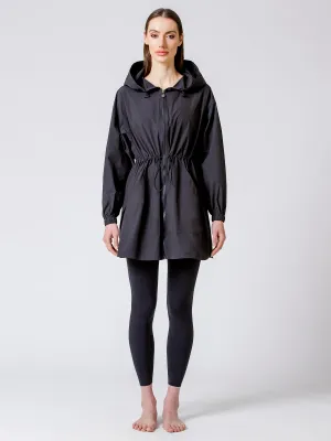 LONG HOODED ZIP UP WINDBREAKER