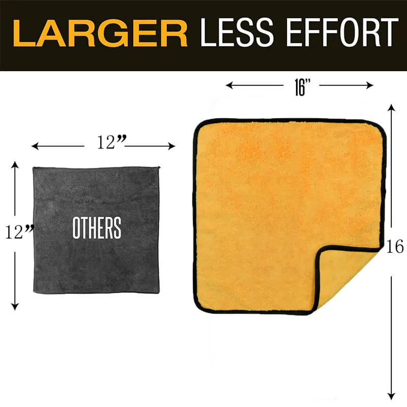 Long/Short Hair Microfiber Towel (16"x16", 380GSM, Pack of 24)
