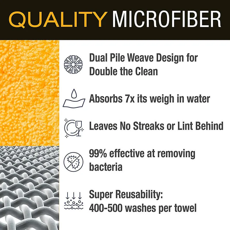 Long/Short Hair Microfiber Towel (16"x16", 380GSM, Pack of 24)
