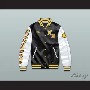 Mac Johnson N. Hale High School Black Deluxe Varsity Letterman Satin Bomber Jacket