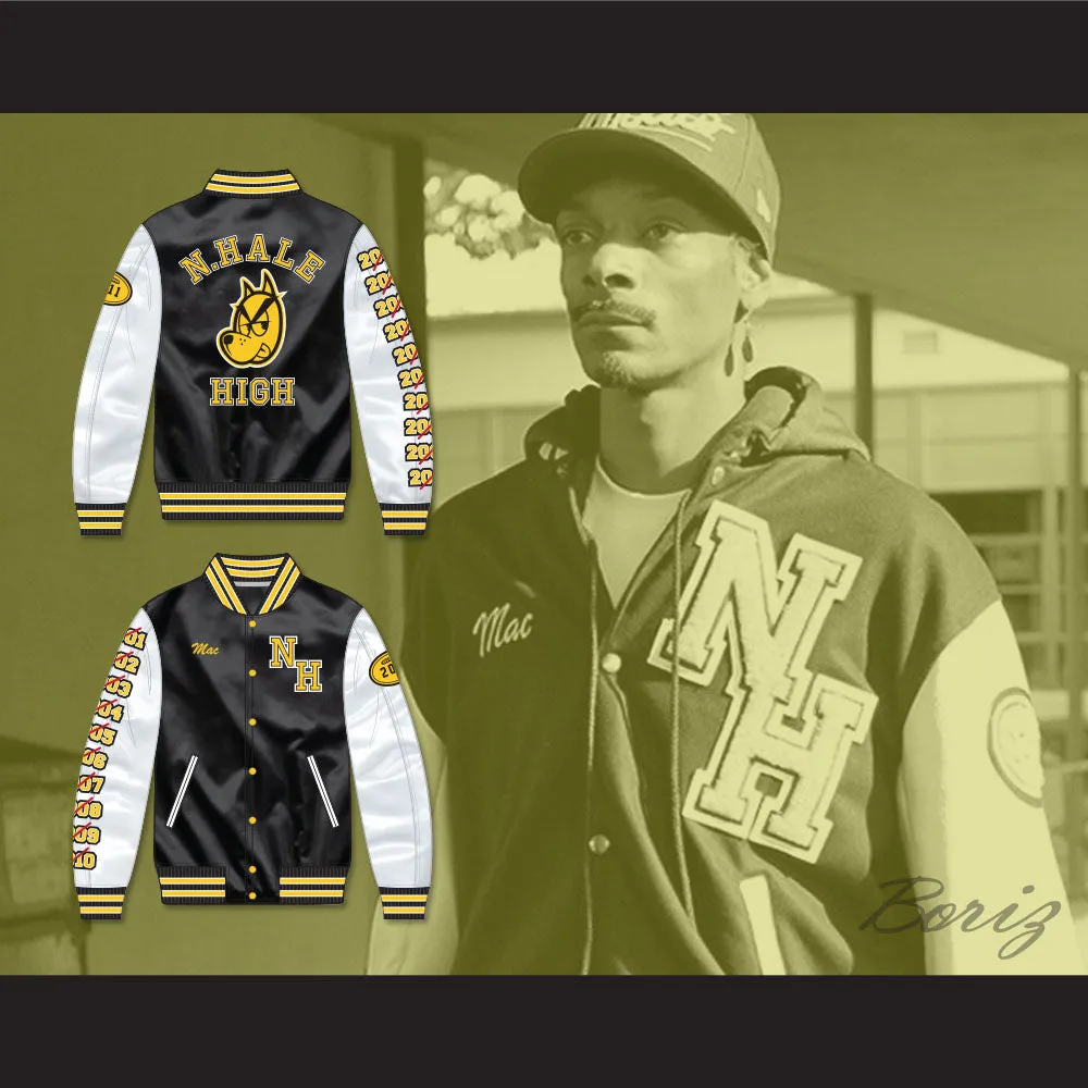 Mac Johnson N. Hale High School Black Deluxe Varsity Letterman Satin Bomber Jacket