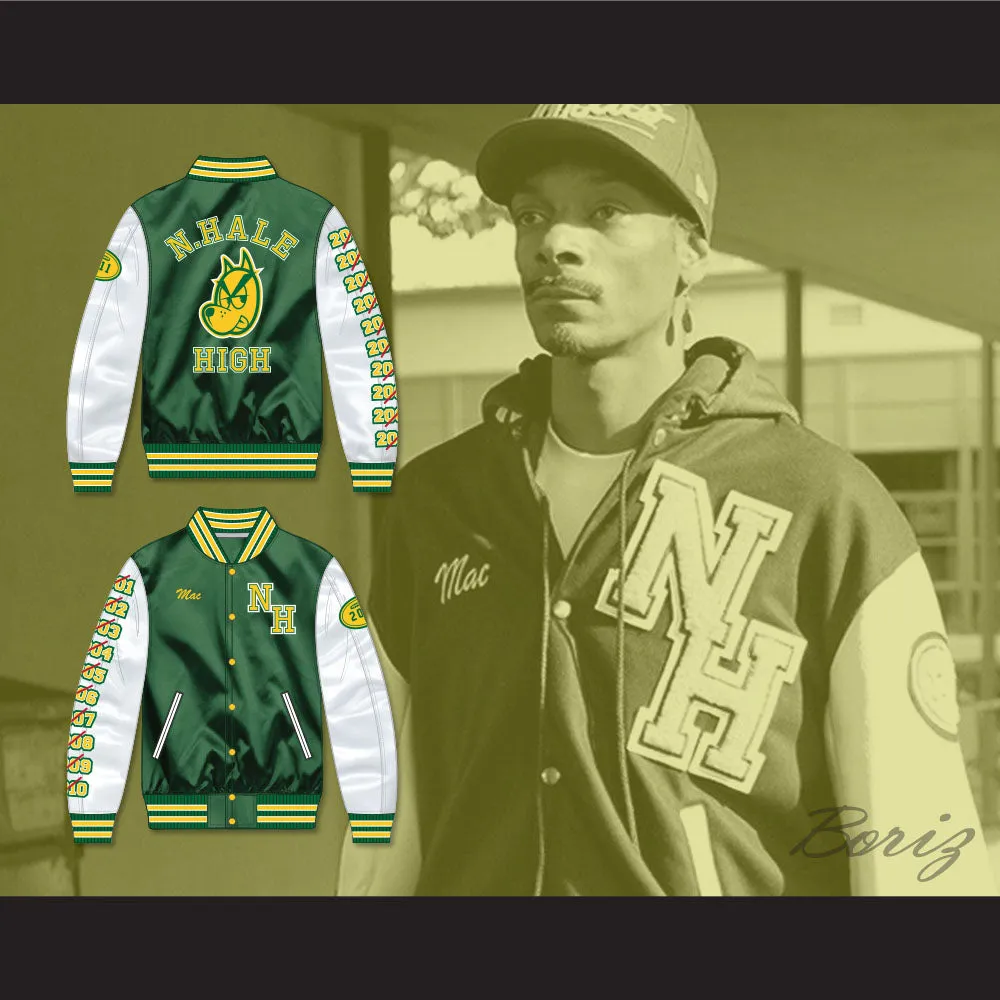 Mac Johnson N. Hale High School Dark Green Deluxe Varsity Letterman Satin Bomber Jacket