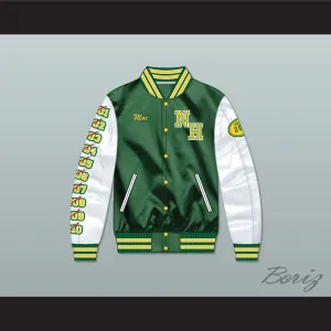 Mac Johnson N. Hale High School Dark Green Deluxe Varsity Letterman Satin Bomber Jacket