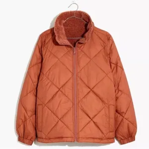 Madewell reversible sherpa quilted puffer insulated full zip jacket coat large
