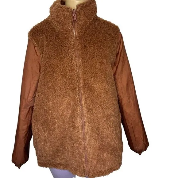 Madewell reversible sherpa quilted puffer insulated full zip jacket coat large