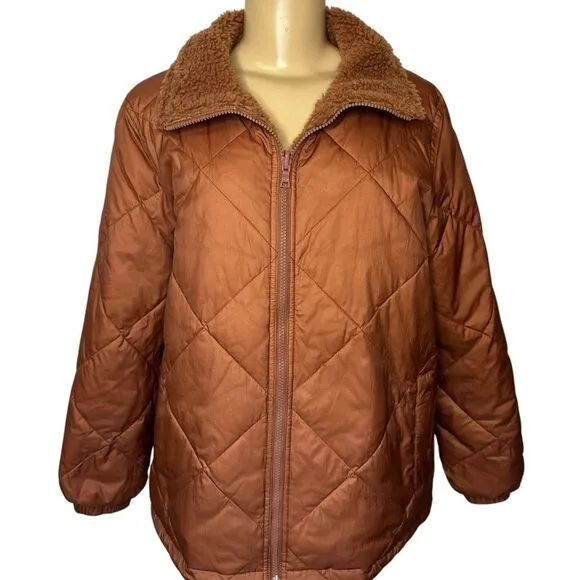 Madewell reversible sherpa quilted puffer insulated full zip jacket coat large