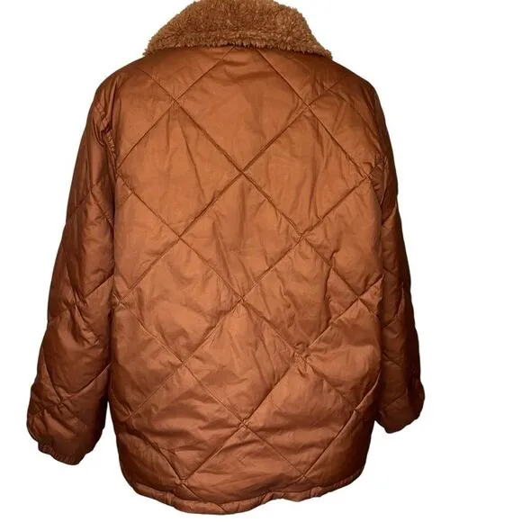Madewell reversible sherpa quilted puffer insulated full zip jacket coat large