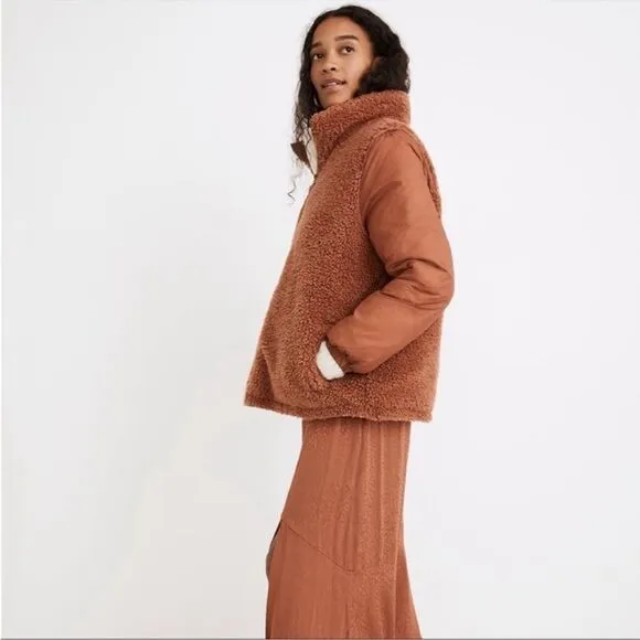 Madewell reversible sherpa quilted puffer insulated full zip jacket coat large