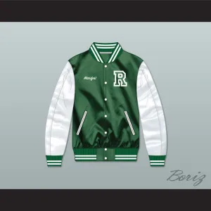 Manifest School of Results Green/ White Varsity Letterman Satin Bomber Jacket