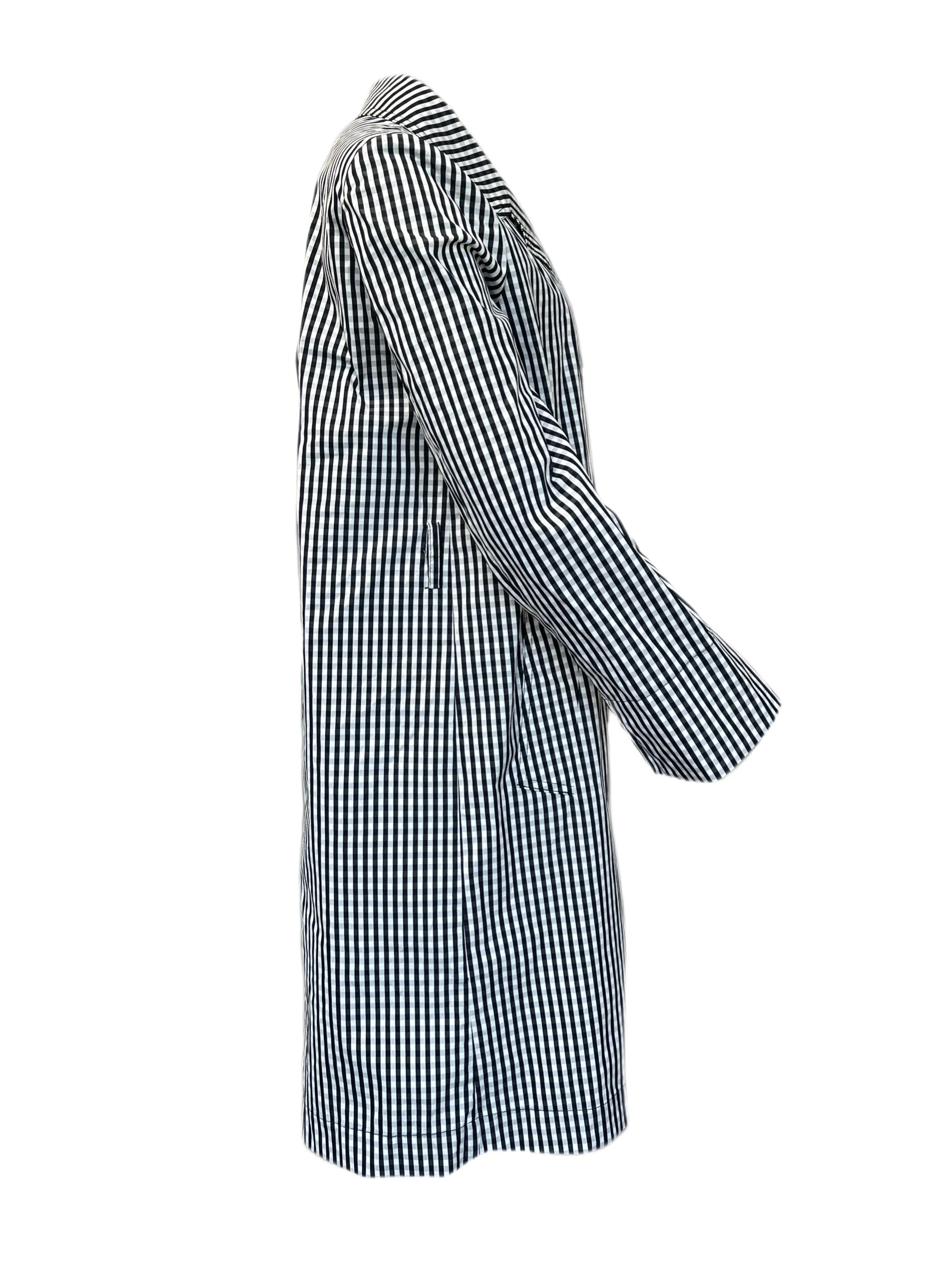 Marella By Max Mara Women's Black Marna Plaid Rain Coat Size  8 NWT