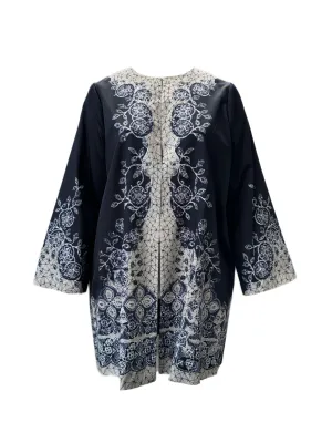 Marina Rinaldi Women's Navy Tigrotto Hook Closure Jacket NWT