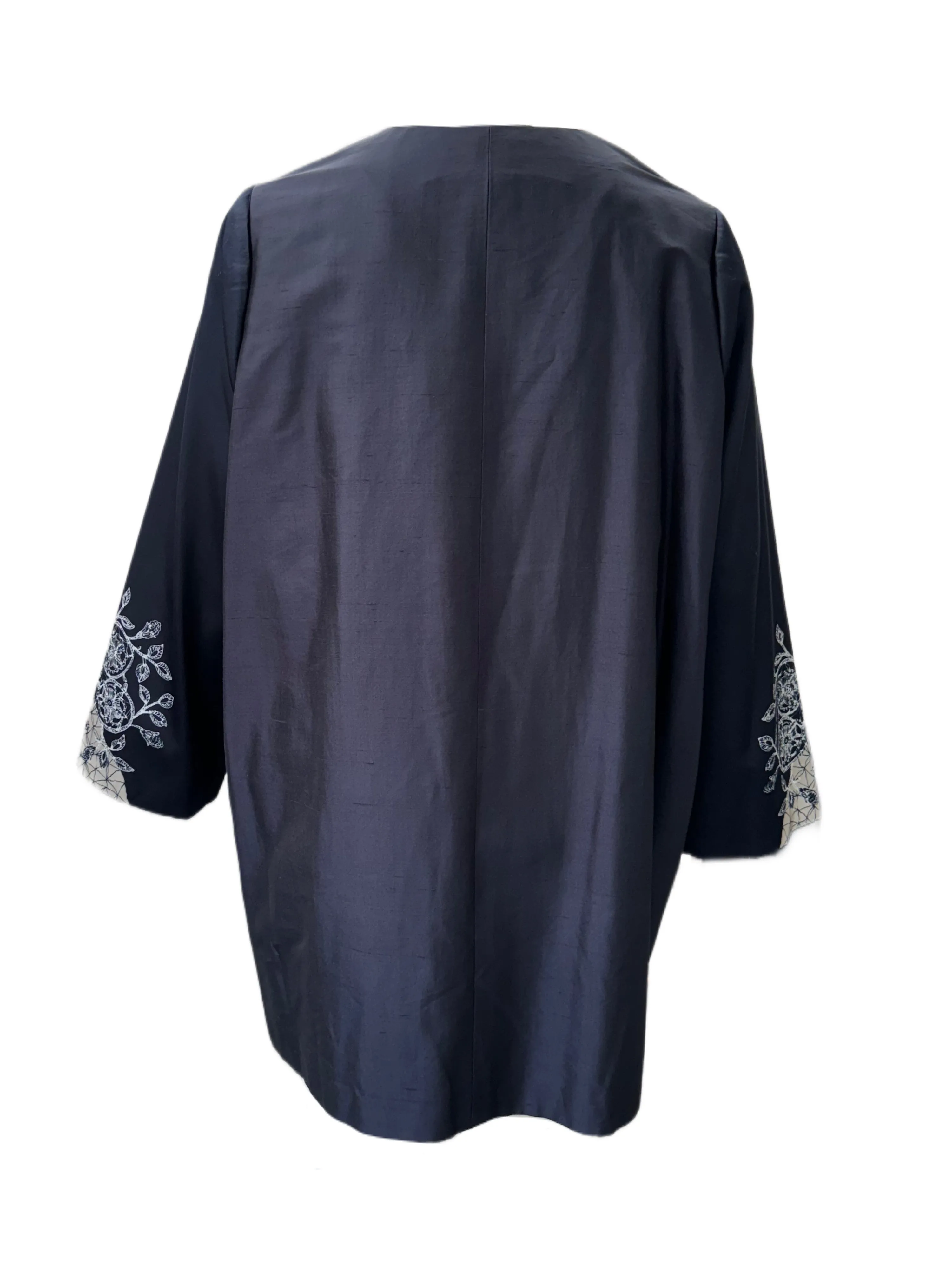 Marina Rinaldi Women's Navy Tigrotto Hook Closure Jacket NWT