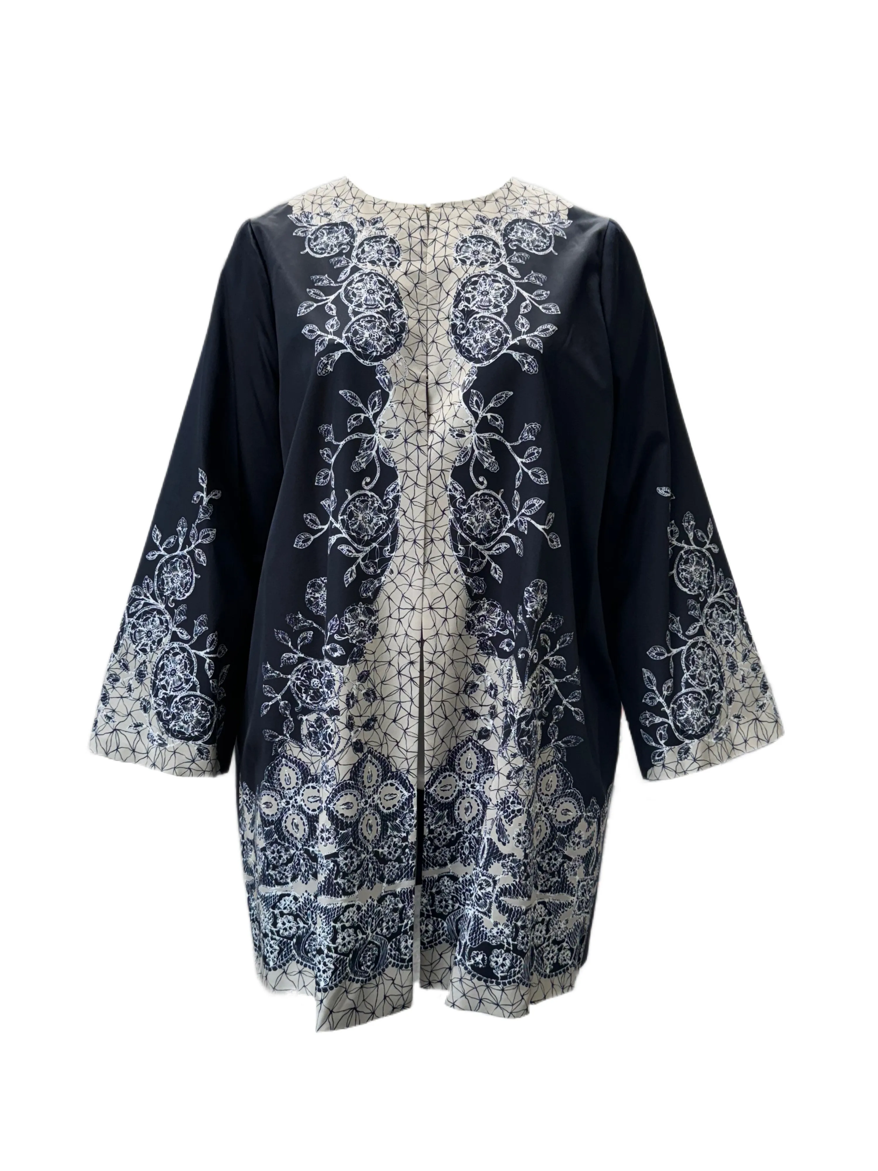 Marina Rinaldi Women's Navy Tigrotto Hook Closure Jacket NWT