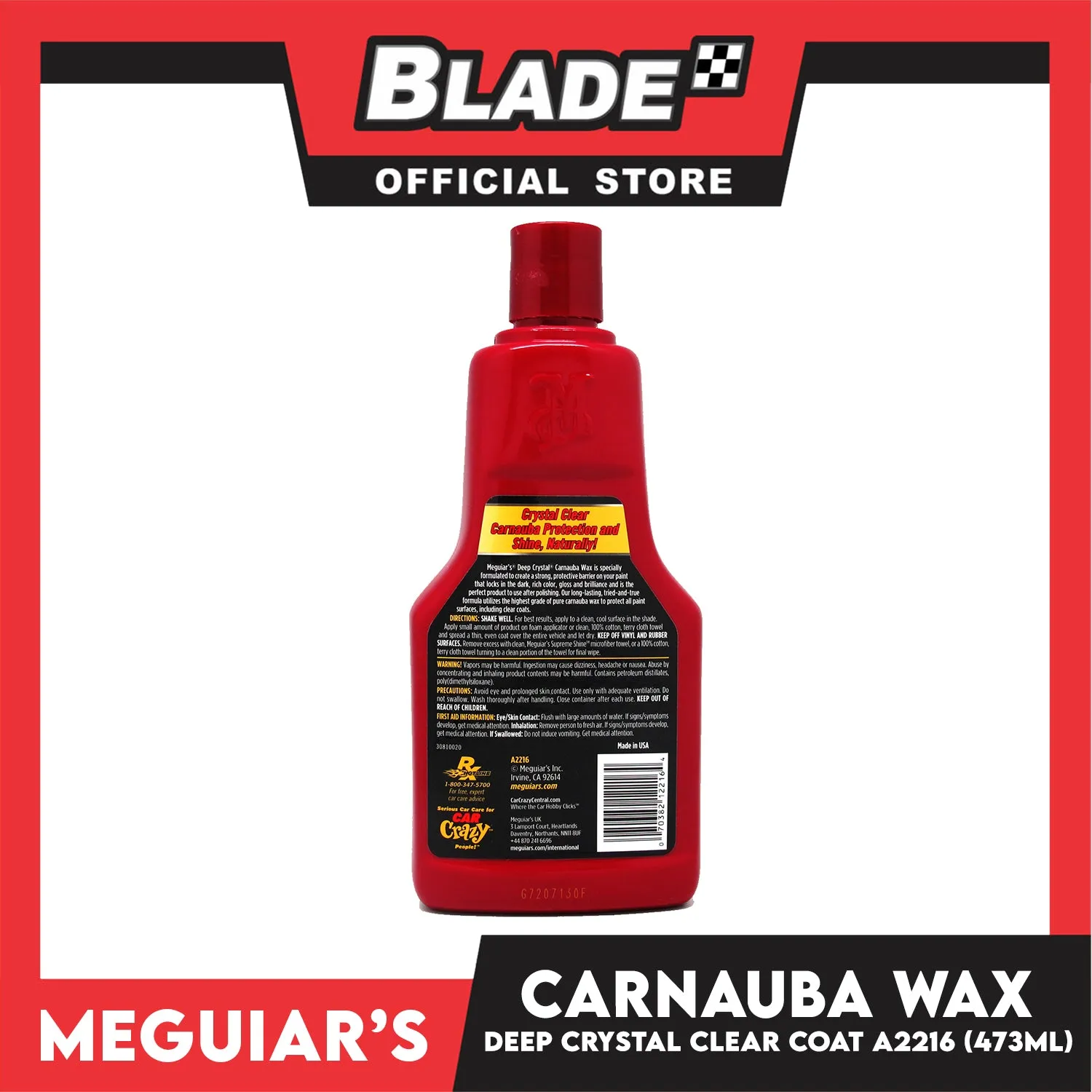 Meguiar's Deep Crystal Carnauba Wax A2216 473ml