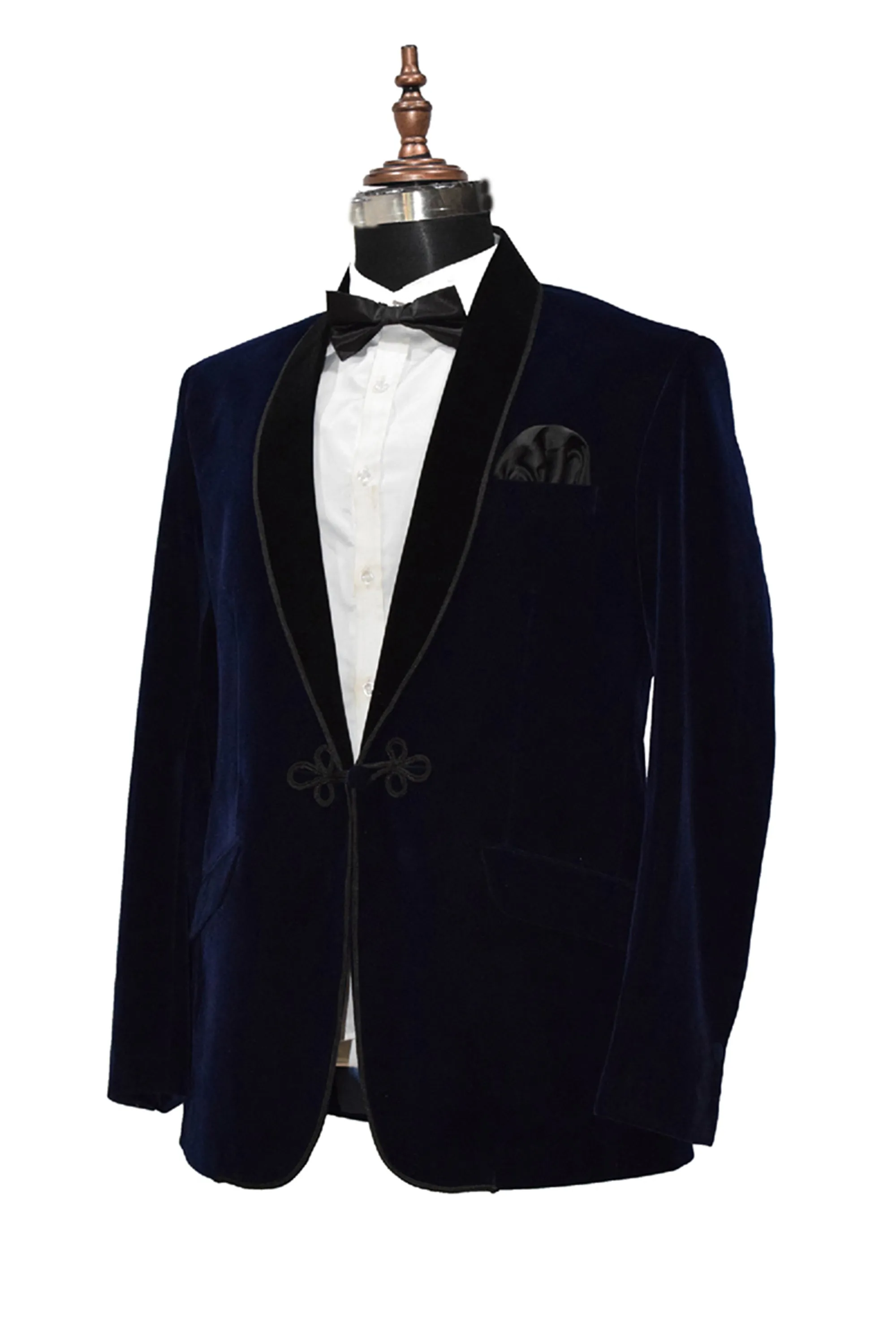 Men Navy Blue Smoking Jacket Dinner Party Wear Coats