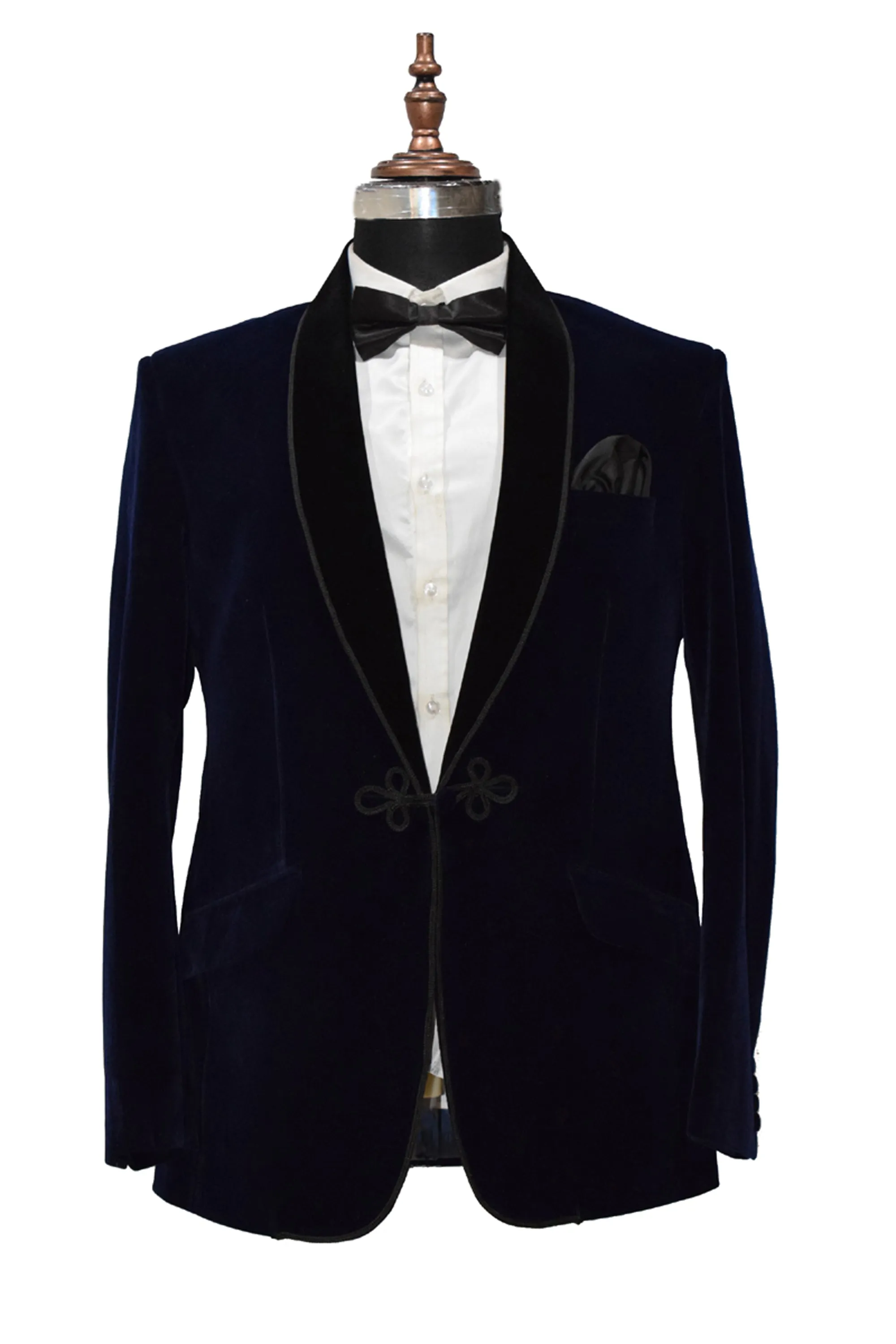 Men Navy Blue Smoking Jacket Dinner Party Wear Coats
