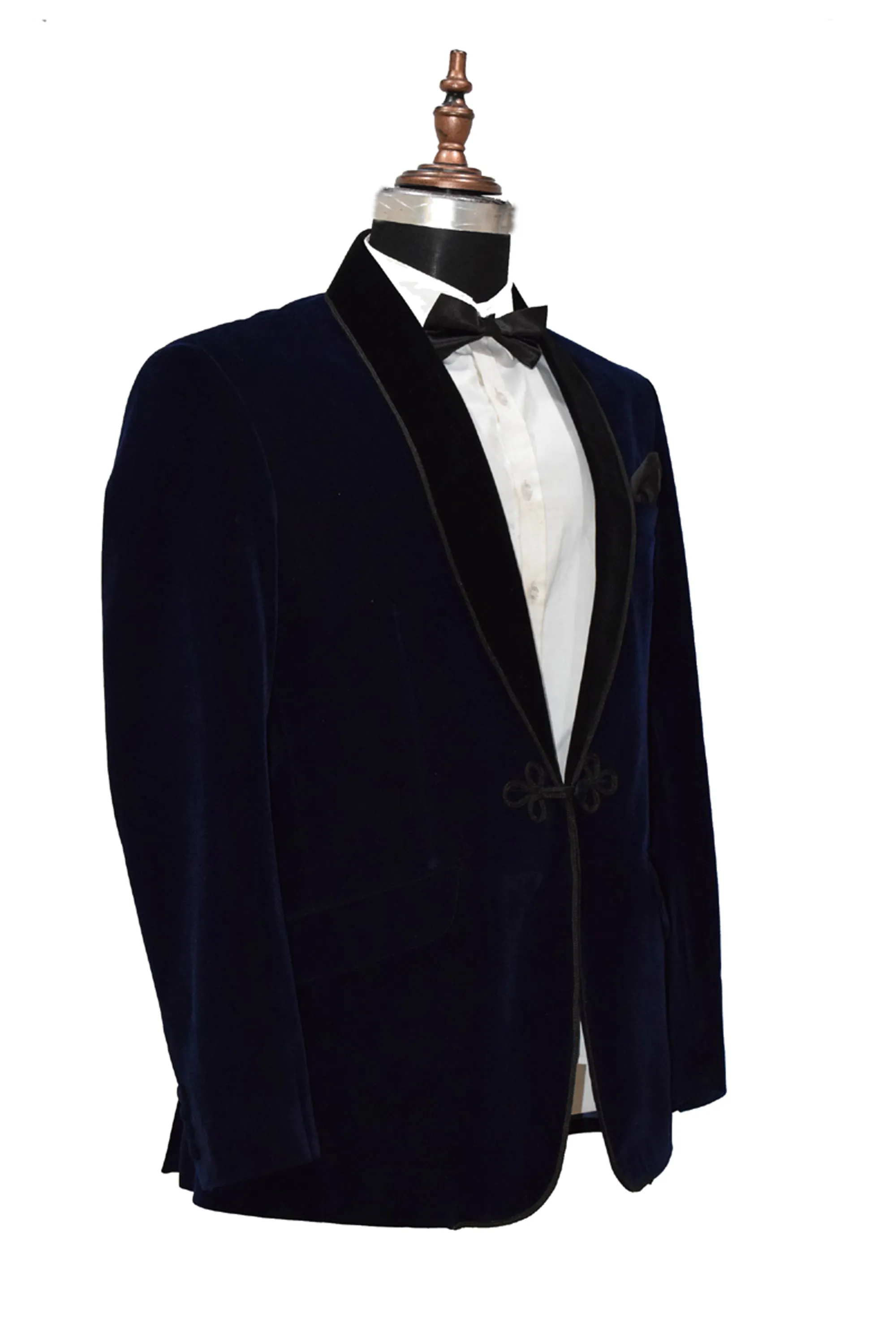 Men Navy Blue Smoking Jacket Dinner Party Wear Coats