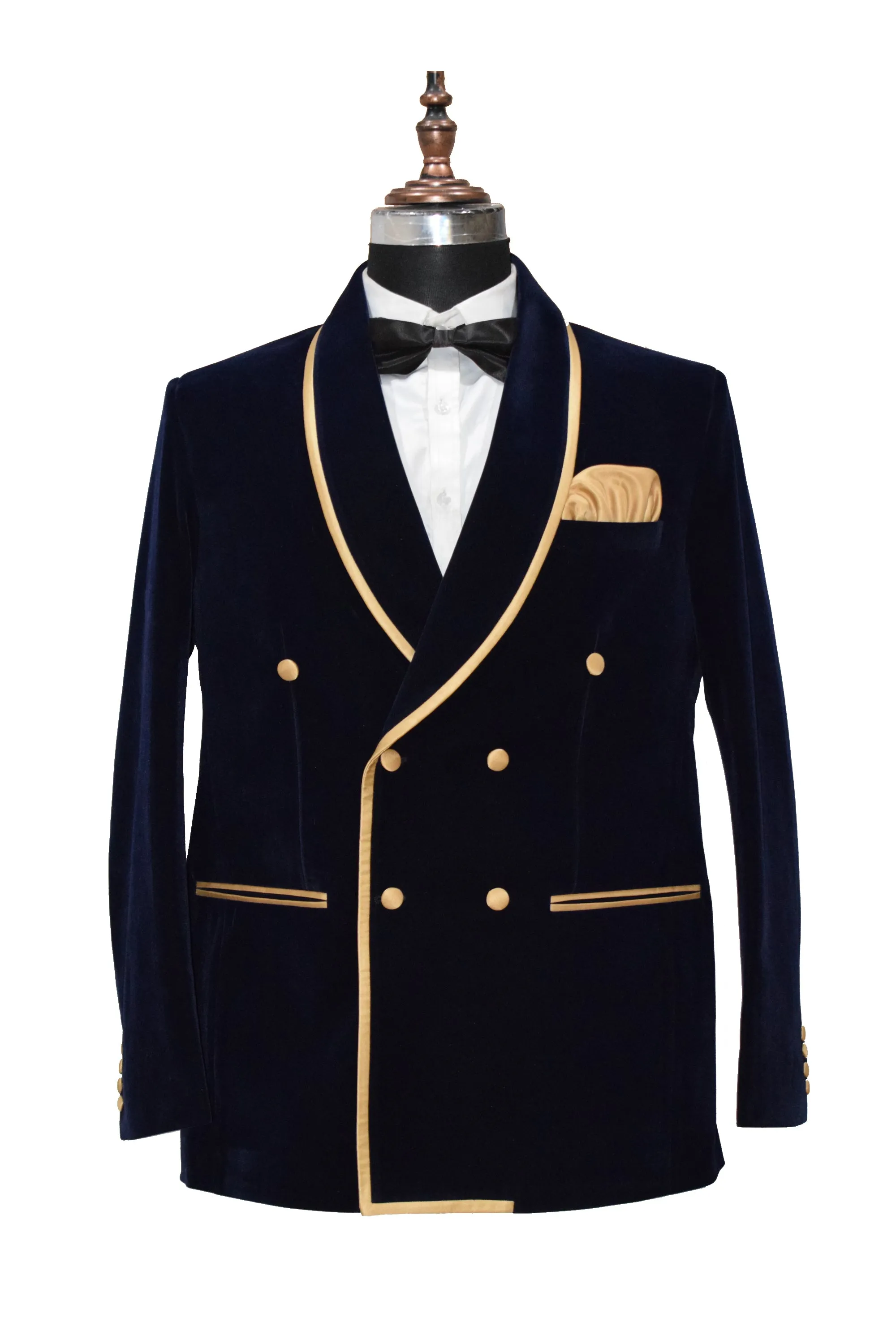 Men Navy Blue Smoking Jacket Dinner Wedding Coats