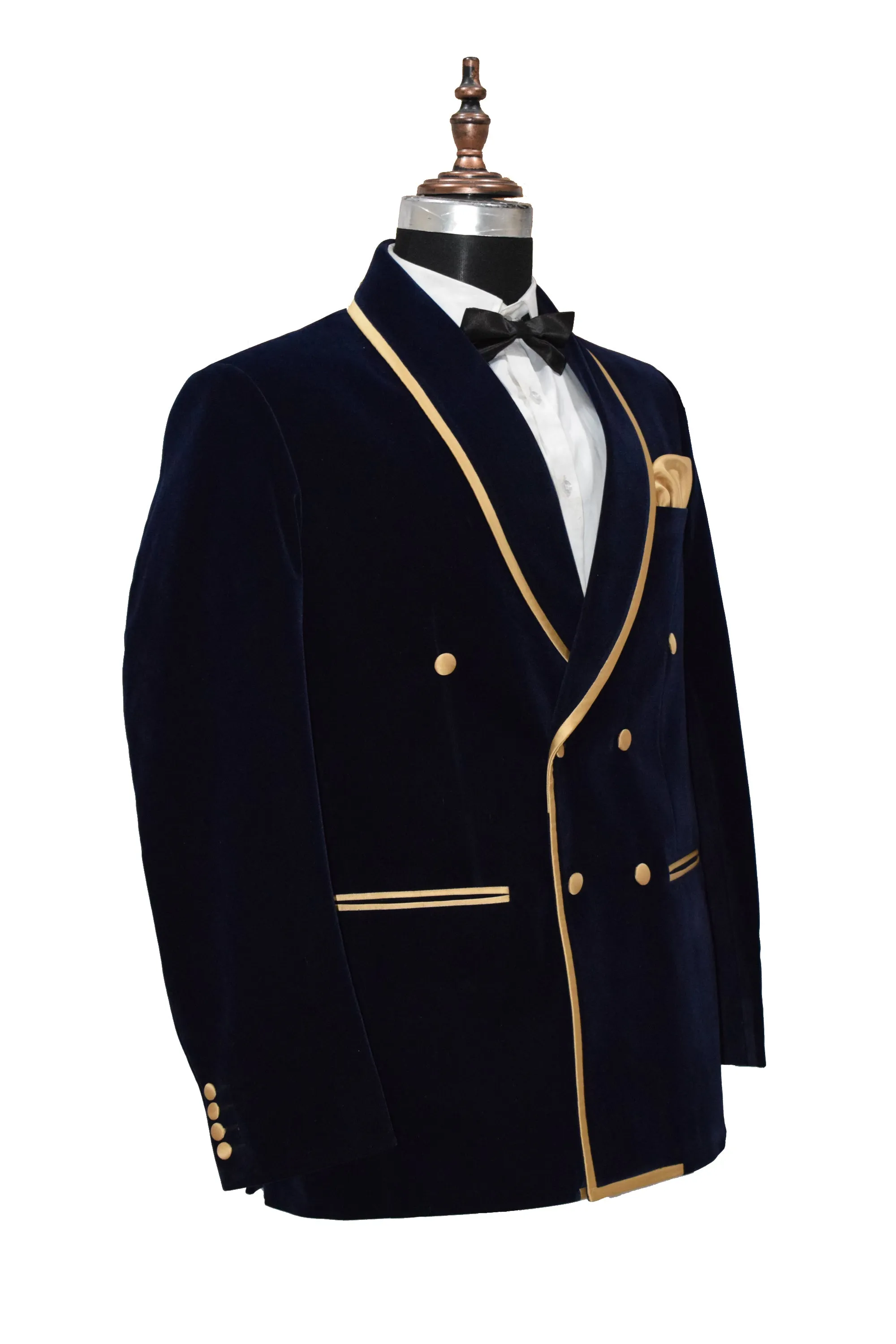 Men Navy Blue Smoking Jacket Dinner Wedding Coats