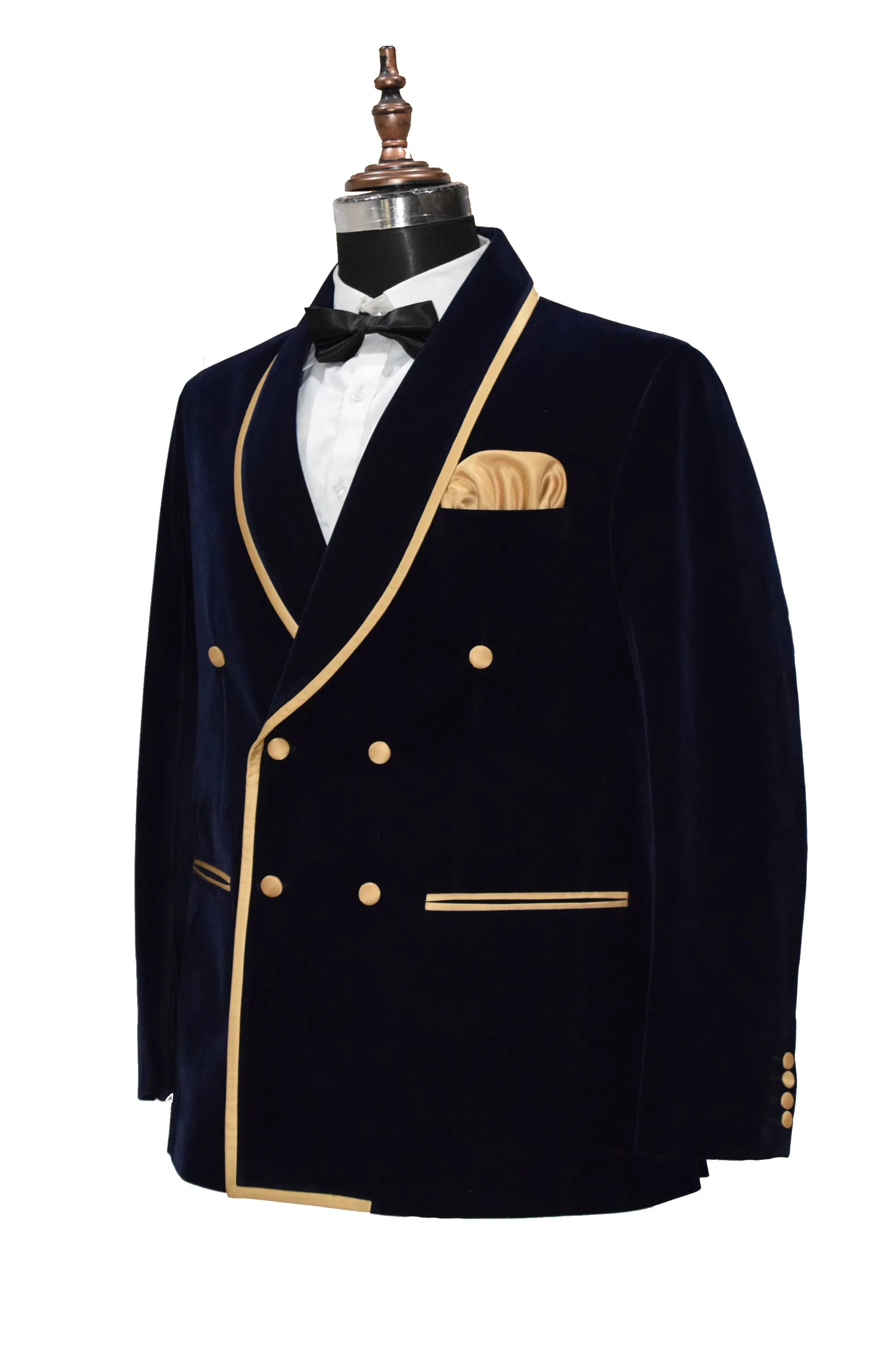 Men Navy Blue Smoking Jacket Dinner Wedding Coats