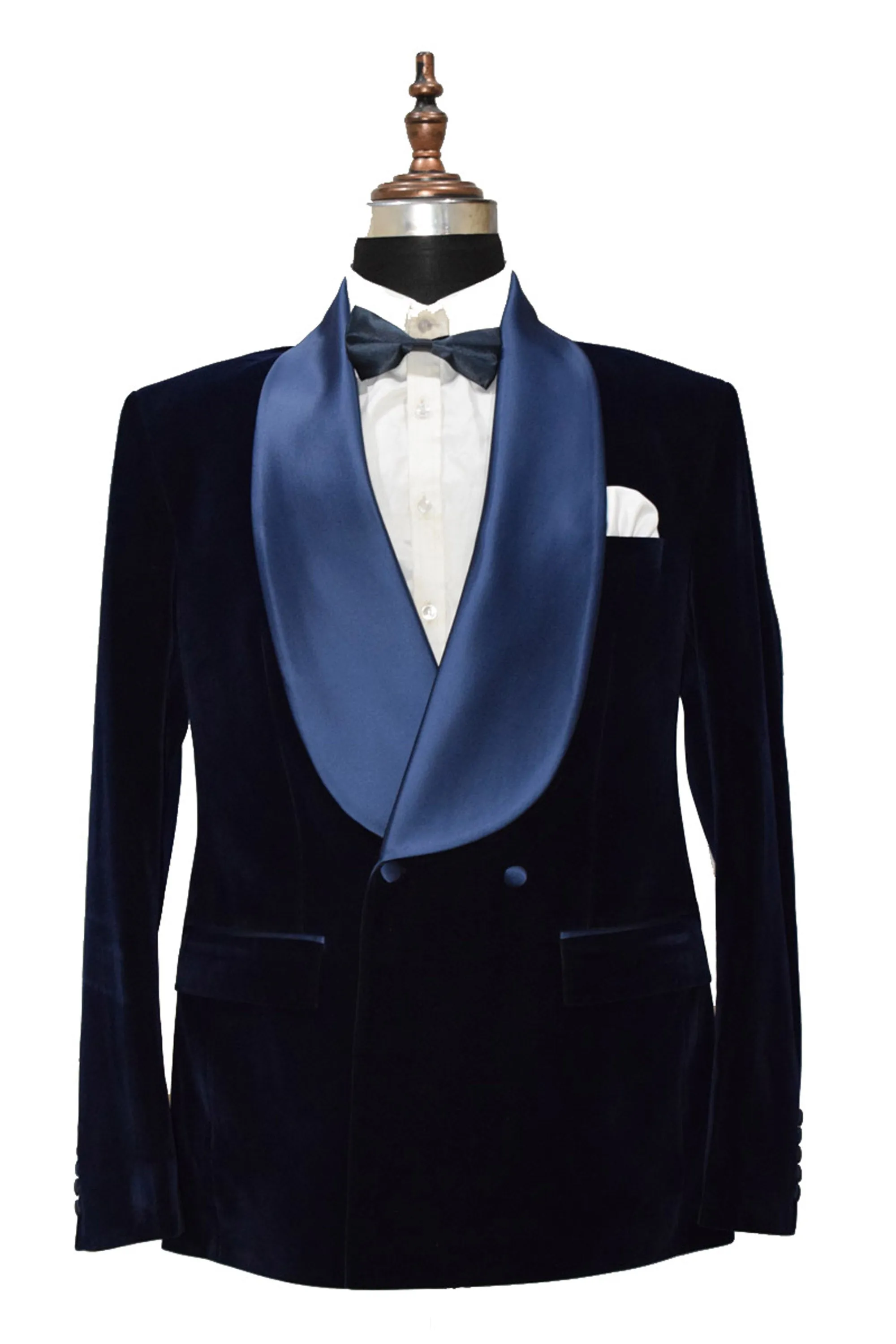 Men Navy Blue Smoking Jacket Wedding Coats