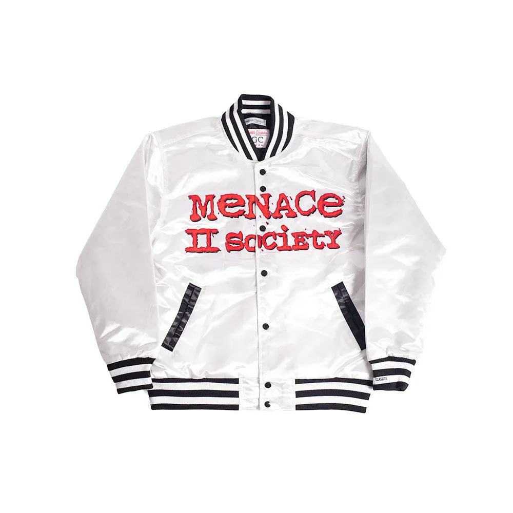 MENACE TO SOCIETY SATIN JACKET WHITE