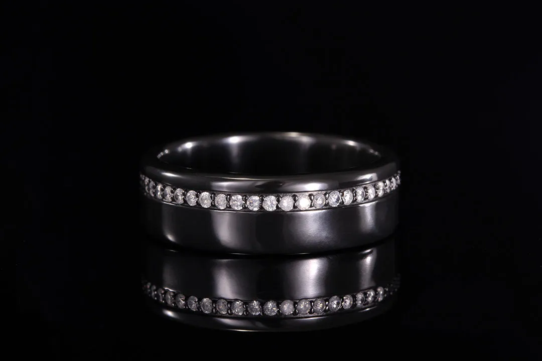 MEN'S BLACK ZIRCONIUM RING WITH OFFSET DIAMONDS