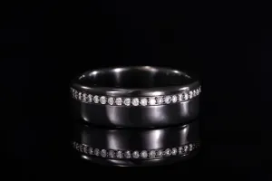 MEN'S BLACK ZIRCONIUM RING WITH OFFSET DIAMONDS
