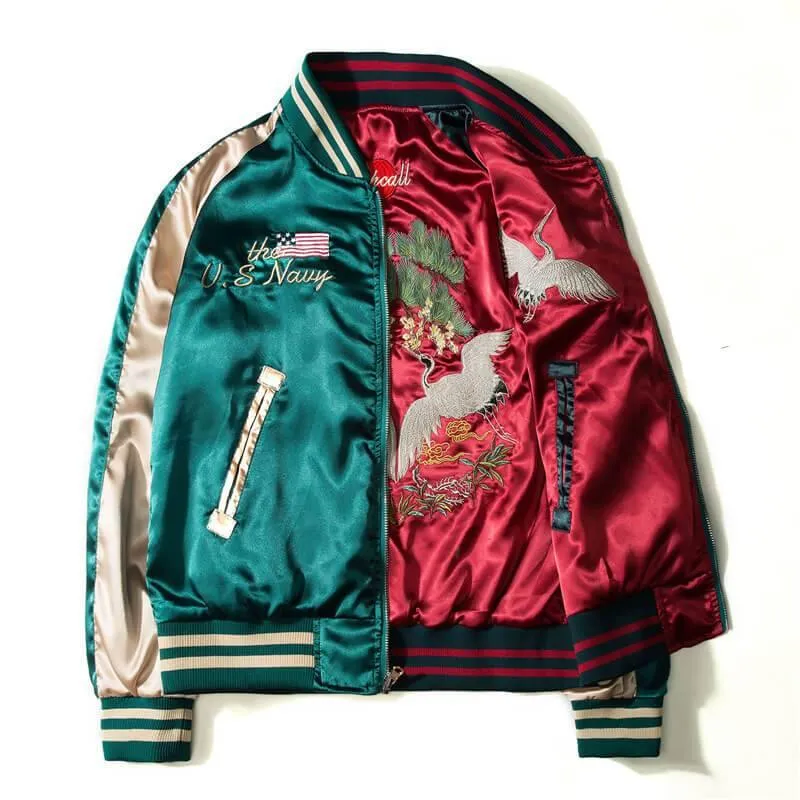 Men's Bomber Jacket Satin Double-sided