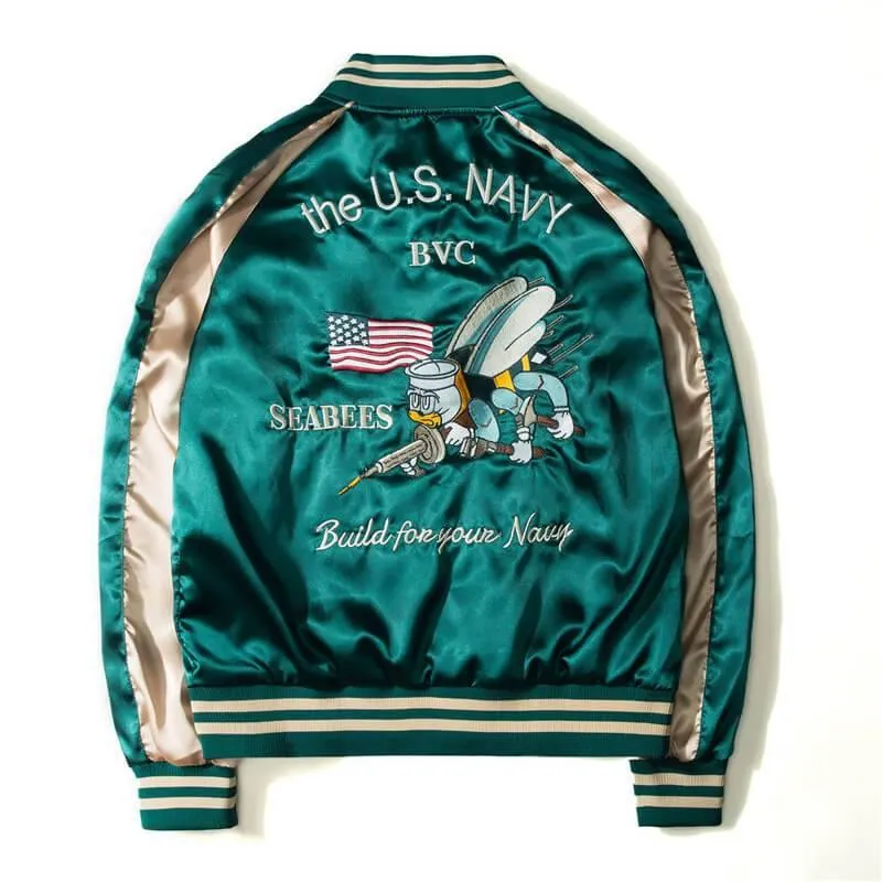 Men's Bomber Jacket Satin Double-sided