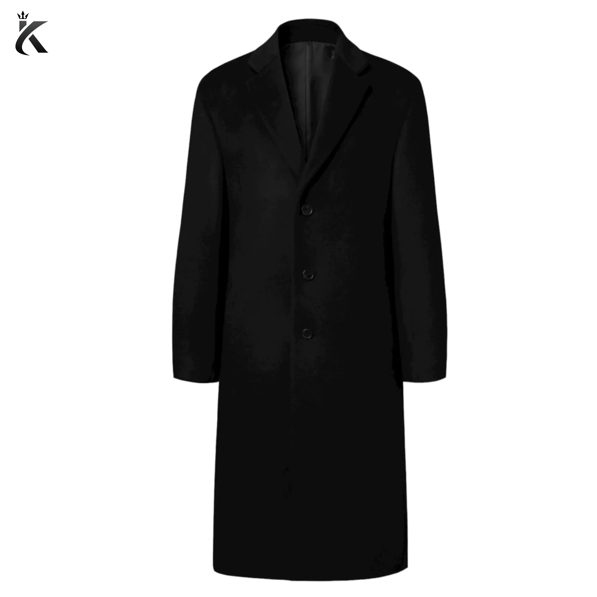 Men's Chesterfield Long Overcoat Wool & Cashmere Warm Winter Single Breasted Coat - Ash Beige and Black Trench Coat