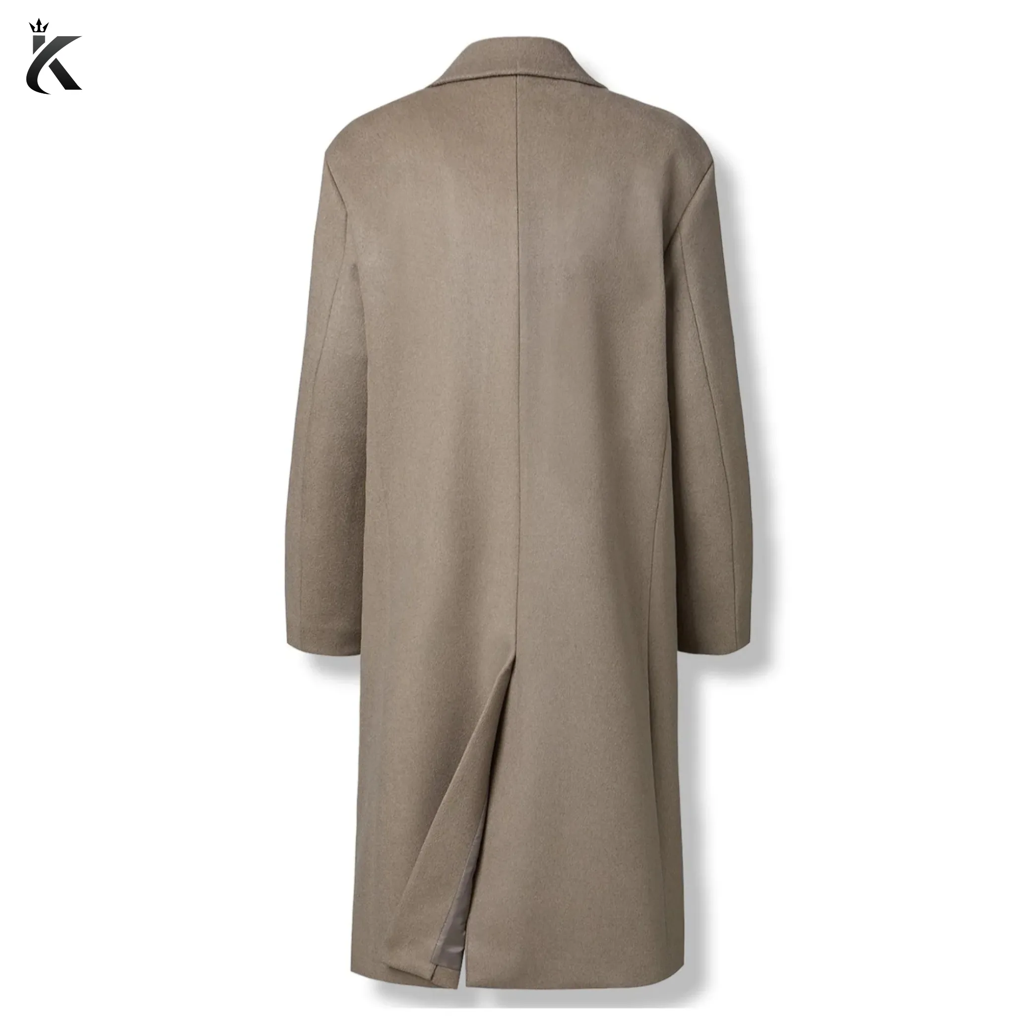 Men's Chesterfield Long Overcoat Wool & Cashmere Warm Winter Single Breasted Coat - Ash Beige and Black Trench Coat
