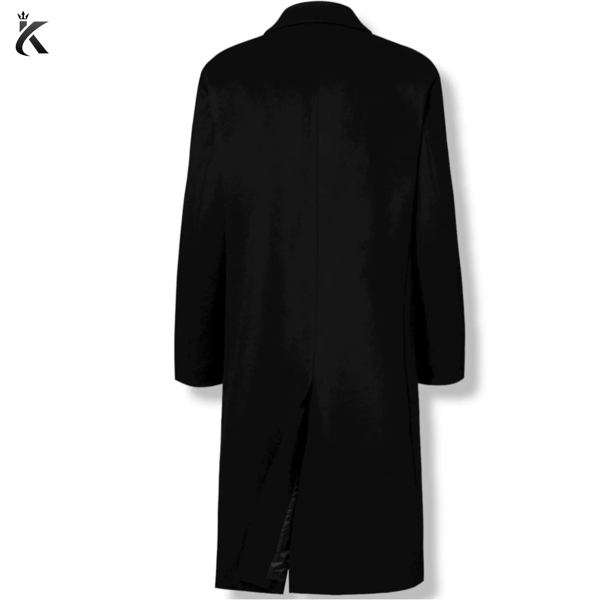 Men's Chesterfield Long Overcoat Wool & Cashmere Warm Winter Single Breasted Coat - Ash Beige and Black Trench Coat