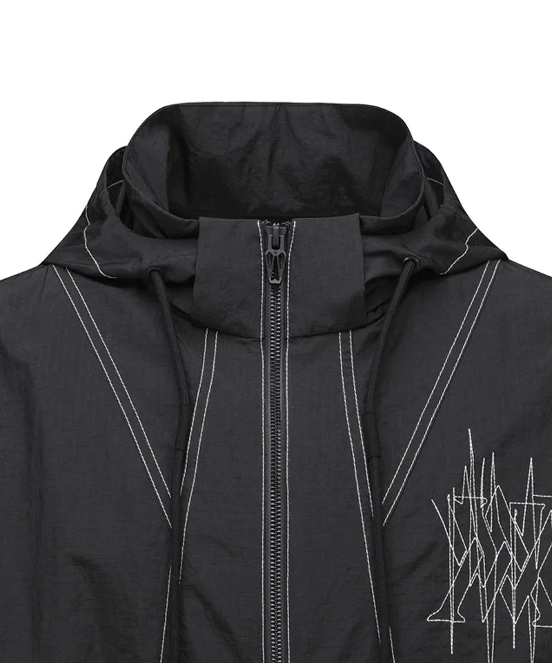 Men's Hoody Windbreaker Jacket - Black