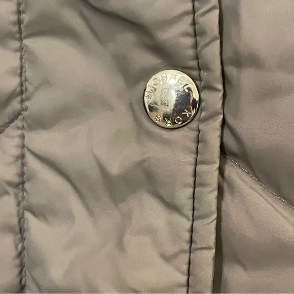 MICHAEL KORS Down Filled Quilted Puffer Parka Coat - Gray Size S