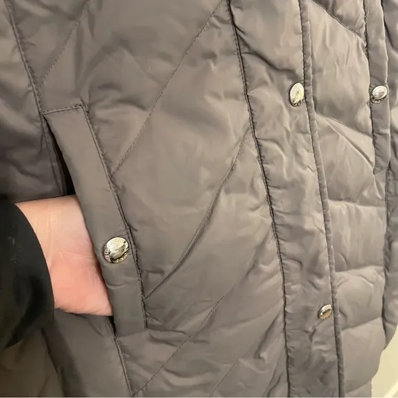 MICHAEL KORS Down Filled Quilted Puffer Parka Coat - Gray Size S