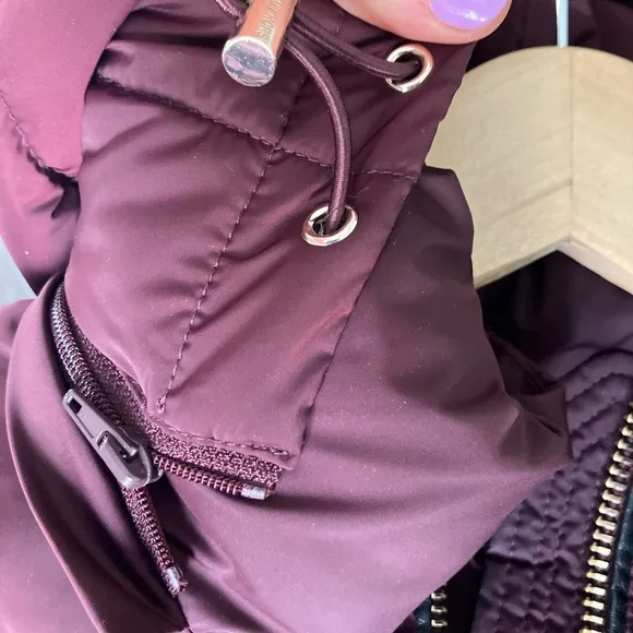 MICHAEL Michael Kors Burgundy Long Hooded Ultra Light Weight Down Fill Coat  1X