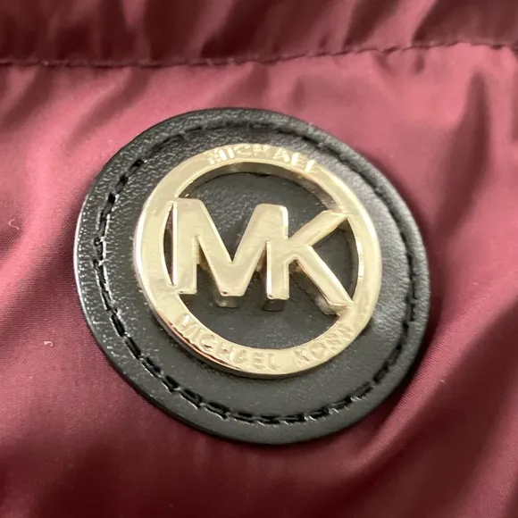 MICHAEL Michael Kors Burgundy Long Hooded Ultra Light Weight Down Fill Coat  1X