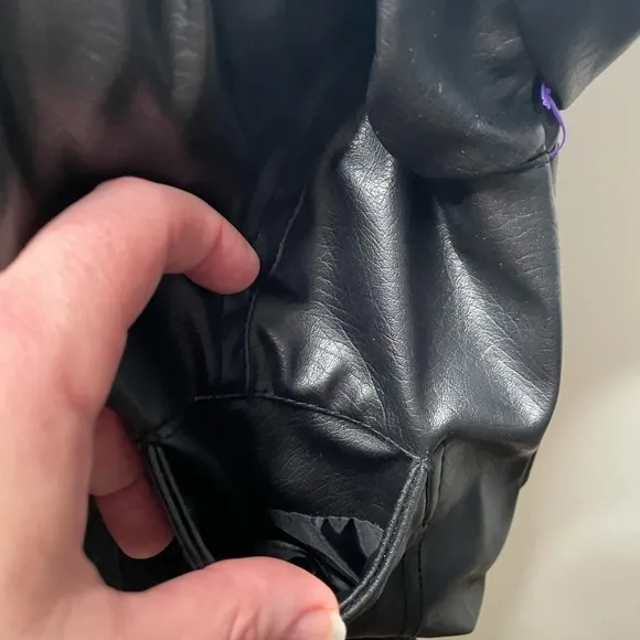 MILEY Cyrus vegan faux leather zip bomber jacket