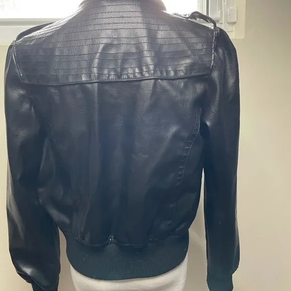 MILEY Cyrus vegan faux leather zip bomber jacket