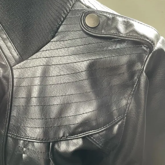 MILEY Cyrus vegan faux leather zip bomber jacket