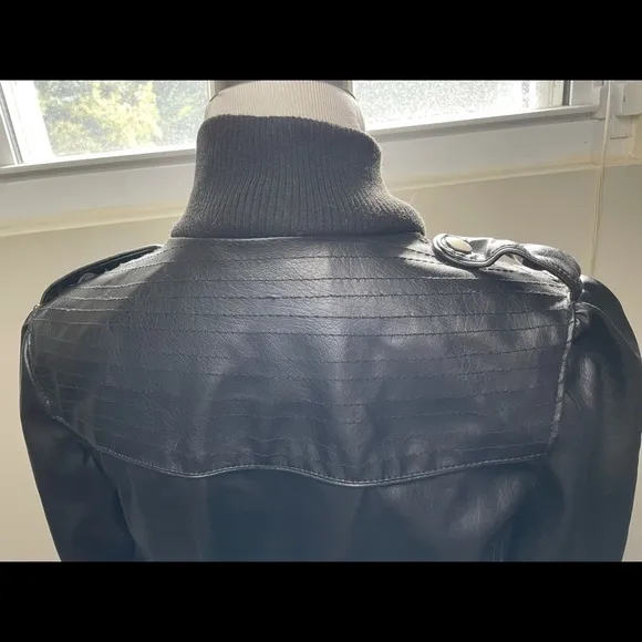 MILEY Cyrus vegan faux leather zip bomber jacket